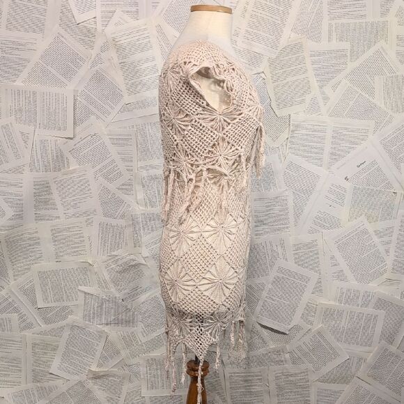 All Saints Beige Crochet Macrame Cover-up Dress Size Small - Picture 5 of 10